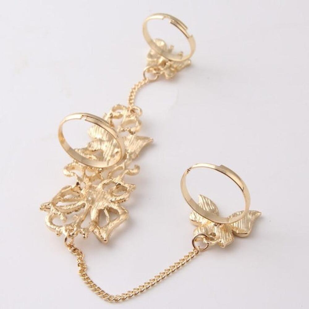 Gold Butterfly Rhinestone Hand Chain - Picture 6 of 6